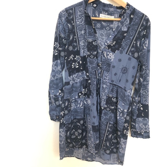 Abercrombie & Fitch Blue Patterned Long Sleeve Dress - Picture 2 of 15